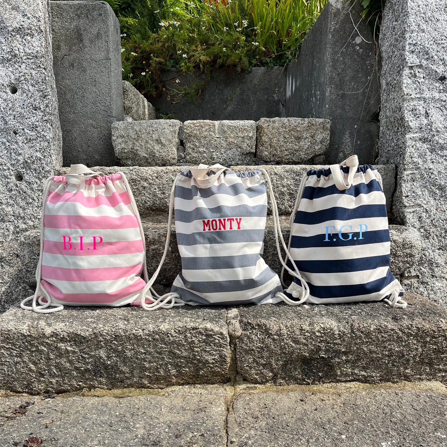 The Navy Striped PE bag